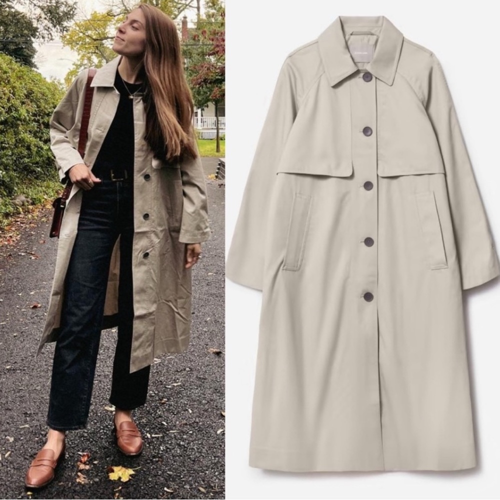 Everlane The Long Maxi Mac Trench Coat Stone M